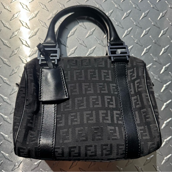 Fendi Zucchino Vitello Mini Boston Bag in  Black - Picture 1 of 8